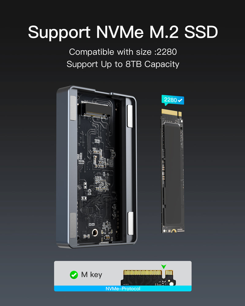 Inateck 40Gbps M.2 NVMe SSD Aluminum Enclosure, USB4.0/Thunderbolt 3/4, FE2029