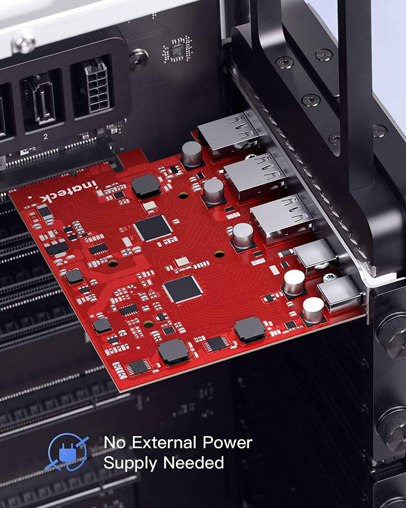 Inateck RedComets U21 USB 3.2 Gen 2 PCIe Card with 3 USB-A & 2 USB-C Ports (KU5211)
