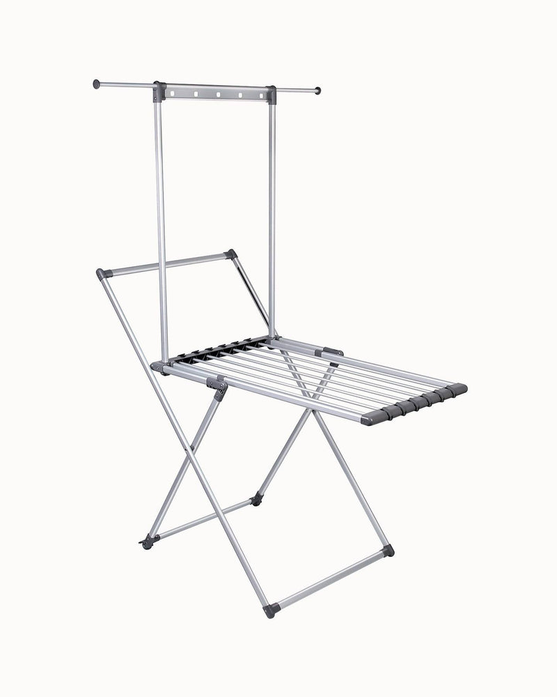tomons Drying Rack, with Wheels, Garment Racks and Clips, Ample Drying Space, Suitable for Balcony, Laundry Room and Bedroom, DR01006_gray