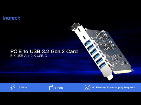 8-Port Power Supply USB 3.2 Gen 2 PCIe Card with Total 20 Gbps Bandwidth, KU8212