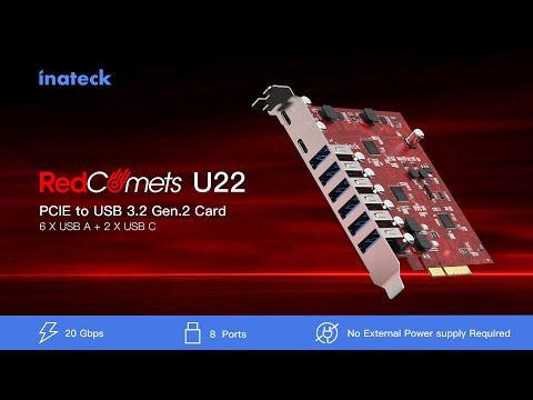 RedComets U22 USB 3.2 Gen 2 PCIe Card with 20Gbps Bandwidth (KU8211)
