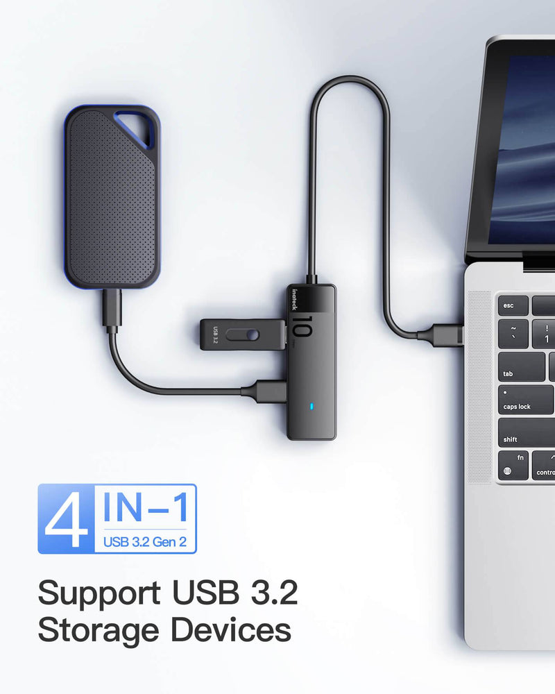 4-in-1 USB 3.2 Gen 2 Hub with USB-A to 4 USB-A Ports & 50cm Cable, HB2025A