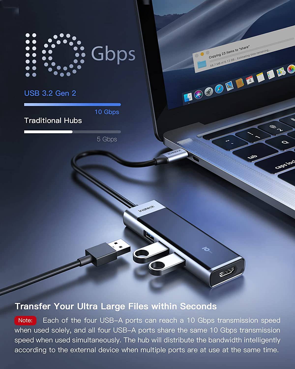 5in1 USB 3.2 Gen 2 Hub with PD Port and HDMI Port, HB2021 Inateck