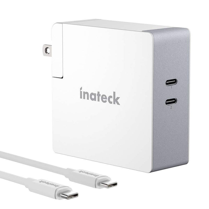 Inateck 60W Dual Ports USB C Charger with 2M USB C Cable, CC01001-W