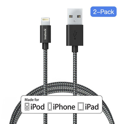 Inateck [Apple MFi Certified] 2 Pack of 6ft/1.8m Lightning Cable LG1800B